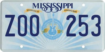 MS license plate ZOO253