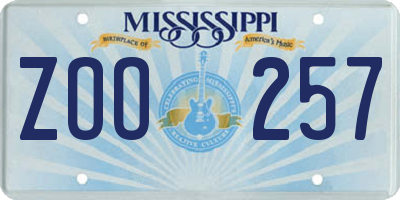 MS license plate ZOO257