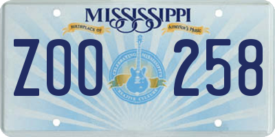 MS license plate ZOO258