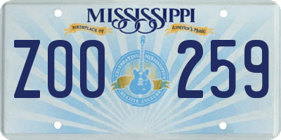 MS license plate ZOO259