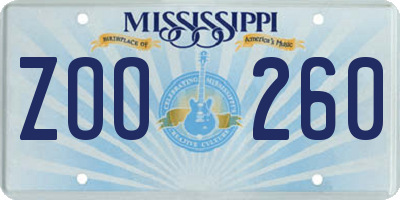 MS license plate ZOO260