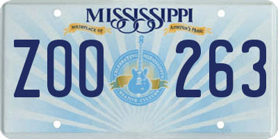 MS license plate ZOO263