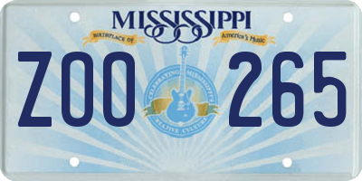 MS license plate ZOO265