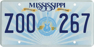 MS license plate ZOO267