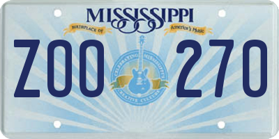 MS license plate ZOO270