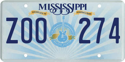 MS license plate ZOO274