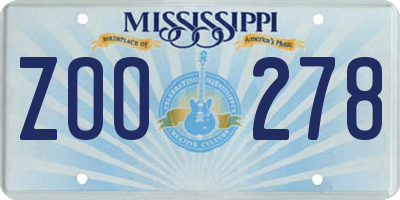MS license plate ZOO278
