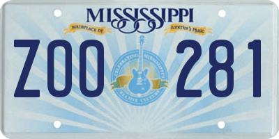 MS license plate ZOO281