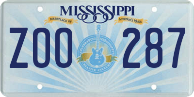 MS license plate ZOO287