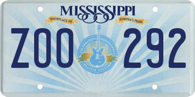 MS license plate ZOO292
