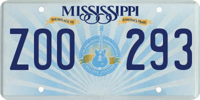 MS license plate ZOO293
