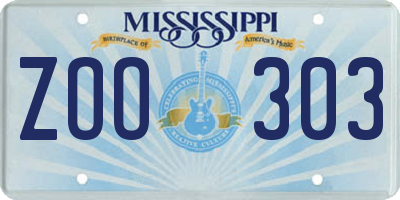 MS license plate ZOO303