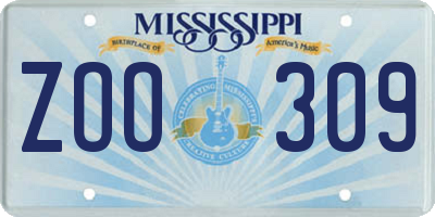 MS license plate ZOO309