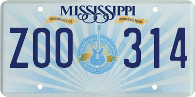 MS license plate ZOO314