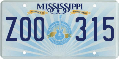 MS license plate ZOO315