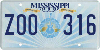 MS license plate ZOO316