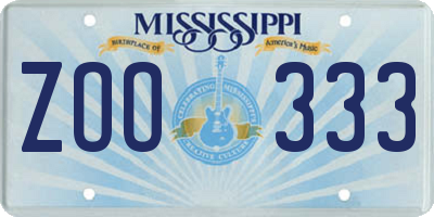 MS license plate ZOO333