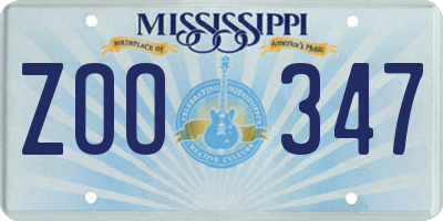 MS license plate ZOO347
