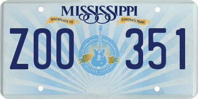 MS license plate ZOO351