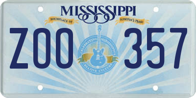 MS license plate ZOO357