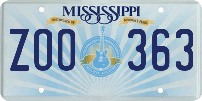 MS license plate ZOO363