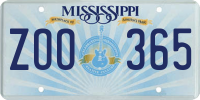 MS license plate ZOO365