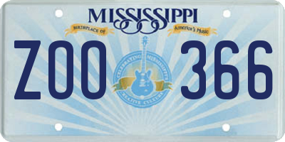 MS license plate ZOO366