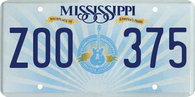 MS license plate ZOO375