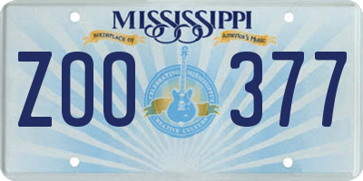 MS license plate ZOO377