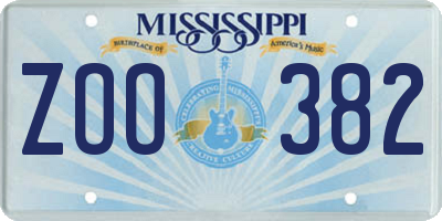 MS license plate ZOO382