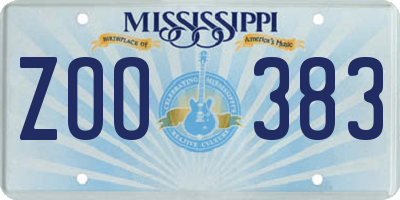 MS license plate ZOO383