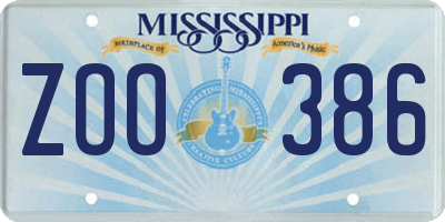 MS license plate ZOO386