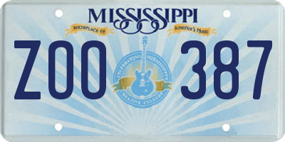 MS license plate ZOO387
