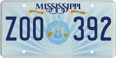 MS license plate ZOO392
