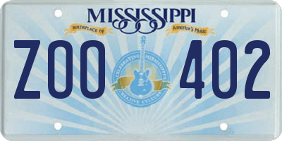 MS license plate ZOO402
