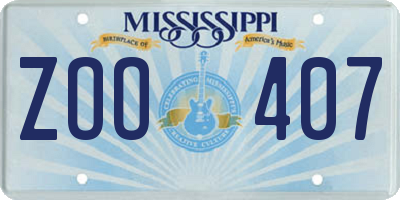MS license plate ZOO407