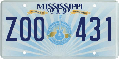 MS license plate ZOO431