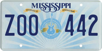 MS license plate ZOO442