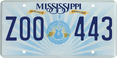 MS license plate ZOO443