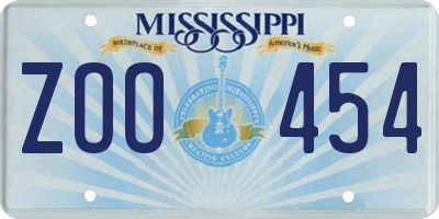 MS license plate ZOO454