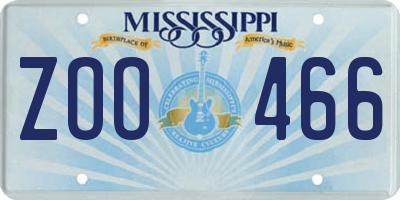 MS license plate ZOO466