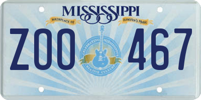 MS license plate ZOO467