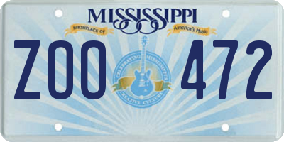 MS license plate ZOO472