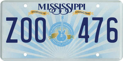 MS license plate ZOO476