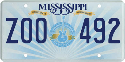 MS license plate ZOO492