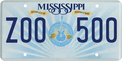 MS license plate ZOO500