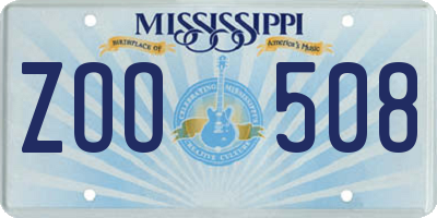 MS license plate ZOO508