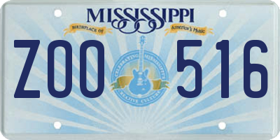 MS license plate ZOO516