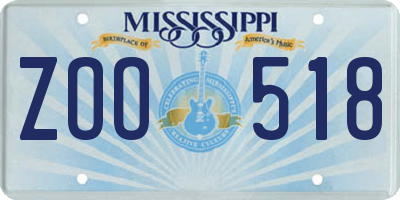 MS license plate ZOO518