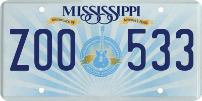 MS license plate ZOO533